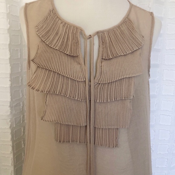 BCBGMAXAZRIA SLEEVELESS LINEN BLOUSE SZ SM TAUPE - Picture 5 of 6